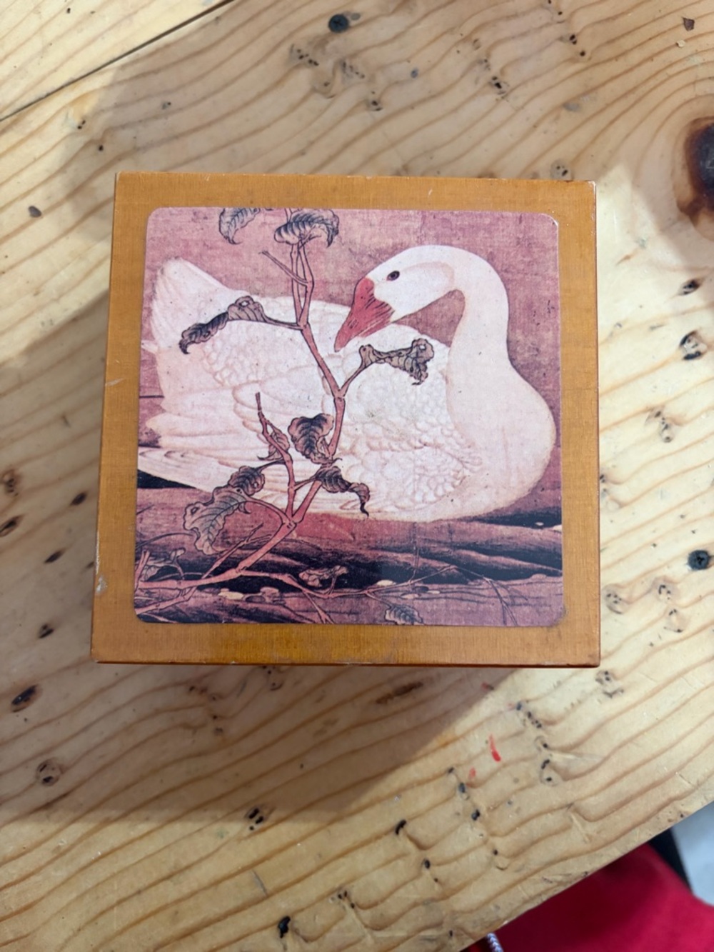 Coasters Vintage Wooden Goose Themed Coaster Box, Set of 6 Matching 4"